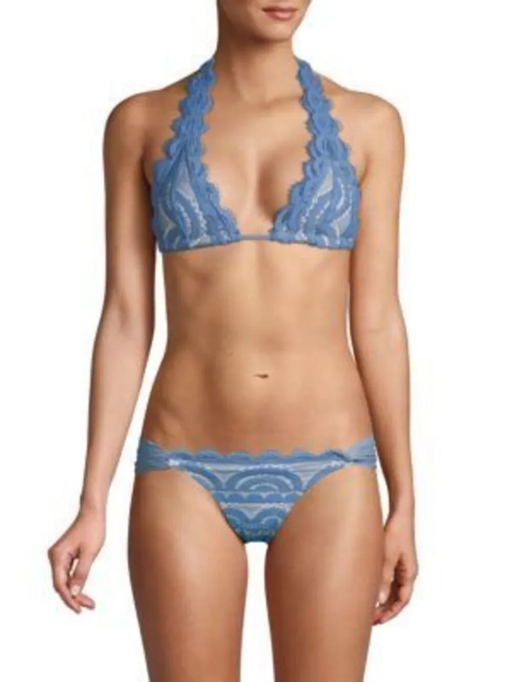 New. Pilyq sky blue lace bikini bottoms. Size medium.  Retails $76